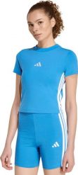 Adidas Koszulka damska adidas Essentials 3-Stripes Slim Baby jasnoniebieska KD2341 M. Niebieskie t-shirty damskie Adidas, m, bez wzorów, bez kołnierzyka. Za 117.71 zł.