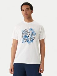Versace Jeans Couture T-Shirt 80GAHE01 CJ00E Biały Regular Fit. Białe koszulki polo męskie Versace Jeans Couture, m, bez wzorów, z bawełny, bez ramiączek. Za 628.99 zł.