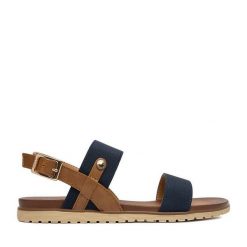 Sandały Beverly Hills Polo Club. Niebieskie sandały damskie Beverly Hills Polo Club, bez wzorów, bez obcasa, na płaskiej podeszwie, bez zapięcia. Za 129.99 zł.