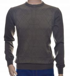 Sweter męski z bawełny elegancki bawełniany brązowy 100% bawełna M. Brązowe bluzy męskie Giovane Ricco, m, bez wzorów, z bawełny, bez kaptura. Za 99.00 zł.