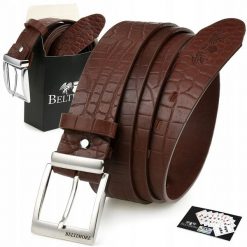 Brązowy Beltimore Skórzany Pasek Do Spodni Klasyczny Licowy W85 : Kolory - Brązowy, Beżowy, Rozmiar Pasków - R.90-105 Cm. Brązowe paski damskie bez wzorów, z satyny, eleganckie. Za 59.99 zł.