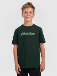 4F T-shirt regular z nadrukiem chłopięcy - zielony 128 (7-8 lat). Zielone t-shirty dla chłopców 4f, bez wzorów, bez ramiączek. Za 39.99 zł.