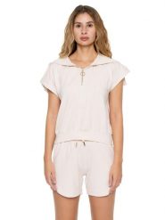 Elegancka damska bluza bez rękawów z kapturem. Brązowe bluzy damskie LEONE 1947 APPAREL, uniwersalny, bez wzorów, z kapturem. Za 353.64 zł.