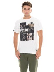 Męska koszulka bawełniana z krótkim rękawem i nadrukiem Leone 1947 Graphics. Białe koszulki sportowe męskie LEONE 1947 APPAREL, m, bez wzorów, z bawełny, bez kołnierzyka, bez ramiączek, na fitness i siłownię. Za 147.35 zł.
