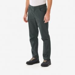 Spodnie turystyczne męskie Quechua NH100. Brązowe spodnie sportowe męskie QUECHUA, l, bez wzorów, z bawełny, trekkingowe. Za 59.99 zł.