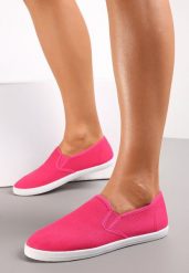 Fuksjowe Materiałowe Tenisówki na Elastycznej Podeszwie Aishani. Czerwone trampki i tenisówki damskie Renee, bez wzorów, z jeansu, eleganckie, bez zapięcia. Za 39.99 zł.