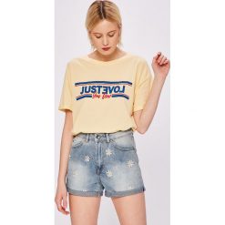 Review - Top. Szare topy damskie Review, z nadrukiem, z bawełny, z okrągłym kołnierzem, z krótkim rękawem. Za 59.90 zł.