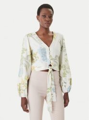 Guess Bluzka W6GHA4 W2565 Kremowy Regular Fit. Białe bluzki damskie Guess, m, z aplikacjami, z wiskozy, bez kołnierzyka, bez ramiączek. Za 524.99 zł.