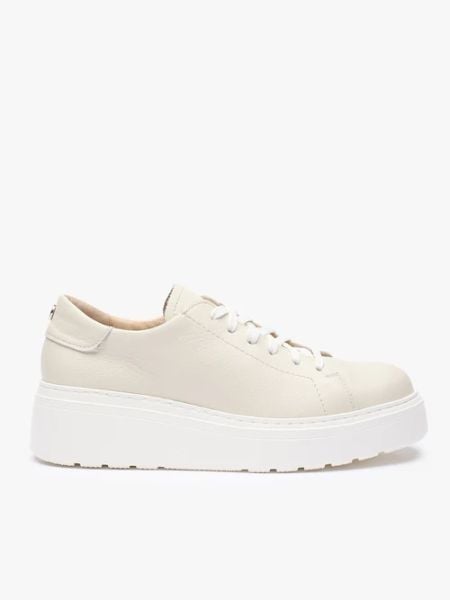 Kremowe sneakersy na platformie. Brązowe półbuty damskie Ryłko, bez wzorów, ze skóry, eleganckie, bez obcasa, na platformie, bez zapięcia. Za 449.99 zł.