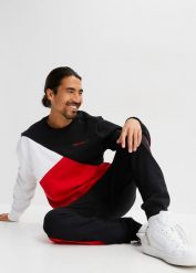 Dres sportowy (2 części). Czarne bluzy męskie bonprix, m, bez wzorów, z dresówki, bez kaptura. Za 209.99 zł.