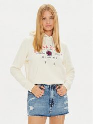 Guess Jeans Bluza W4BQ20 KC811 Beżowy Regular Fit. Brązowe bluzy damskie Guess Jeans, xl, z aplikacjami, z bawełny, bez kaptura. Za 299.99 zł.