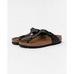 Japonki damskie Birkenstock Gizeh Bf Black. Brązowe klapki damskie Birkenstock, bez wzorów, z materiału, bez obcasa. Za 299.00 zł.