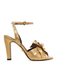 GINO ROSSI Sandały CEO-ROSE-LT2158-2 Złoty. Żółte sandały damskie Gino Rossi, bez wzorów, ze skóry, bez obcasa, na słupku, bez zapięcia. Za 429.99 zł.