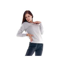 Damska bluza z okrągłym dekoltem Greysongreys i kryształkami. Szare bluzy damskie LEONE 1947 APPAREL, l, bez wzorów, z tkaniny, bez kaptura, na fitness i siłownię. Za 164.19 zł.