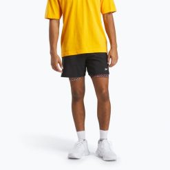 Spodenki Reebok Athlete Hype 2-IN-1. Czarne krótkie spodenki sportowe męskie REEBOK FITNESS, bez wzorów, na fitness i siłownię. Za 189.99 zł.