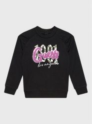 Guess Bluza K3RQ04 KA6V0 Czarny Regular Fit. Czarne bluzy dla dziewczynek Guess, z aplikacjami, z bawełny, bez ramiączek, bez kaptura. Za 219.99 zł.
