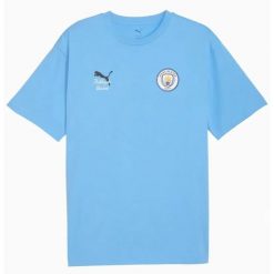 Koszulka Puma Man City Męska koszulka Mcfc Lw Ks Graphic Team Light Blue Mix. Czarne koszulki sportowe męskie Puma, m, bez wzorów, bez kołnierzyka, bez ramiączek, do biegania. Za 252.99 zł.