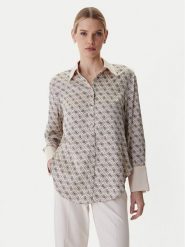 Guess Koszula W4YH47 WF1T2 Beżowy Regular Fit. Brązowe bluzki damskie Guess, xxl, z aplikacjami, z syntetyku, bez kołnierzyka, bez ramiączek. Za 399.99 zł.