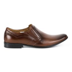 Lukas Buty męskie wizytowe wsuwane 284 brązowe. Brązowe eleganckie półbuty z jeansu, eleganckie, bez zapięcia. Za 367.89 zł.