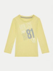 Guess Bluzka N4BI18 I3Z14 Żółty Regular Fit. Żółte t-shirty dla chłopców Guess, z aplikacjami, z bawełny, bez ramiączek. Za 79.99 zł.