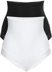 Figi panty shape (2 pary), lekki stopień modelowania sylwetki. Czarne figi damskie bonprix, bez wzorów, z bawełny. Za 97.99 zł.