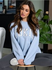 Bluza z napisem - błękitny. Niebieskie bluzy damskie Sinsay, l, bez wzorów, bez kaptura. Za 49.99 zł.