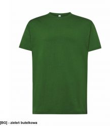 T-shirt JHK TSRA 150 - męski z krótkim rękawem wzmocniony lycrą ściągacz, 100% bawełna, 155-160g - zieleń butelkowa 3XL. Zielone t-shirty męskie JHK, m, bez wzorów, z bawełny, bez kołnierzyka. Za 25.10 zł.