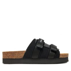 Klapki Novesta. Czarne klapki damskie Novesta, bez wzorów, bez obcasa. Za 379.99 zł.