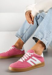 Ciemnoróżowe Sneakersy Kultowe Tenisówki Zdobione Przeszyciami Eveltewia. Czerwone trampki i tenisówki damskie Renee, z aplikacjami, z jeansu, klasyczne, bez zapięcia. Za 79.99 zł.