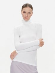 Calvin Klein Golf K20K206053 Biały Slim Fit. Białe bluzki damskie Calvin Klein, l, bez wzorów, bez kołnierzyka, bez ramiączek. Za 239.99 zł.