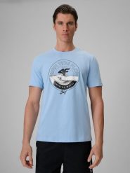T-shirt bawełniany męski 4F 4FRSS26TTSHM4298. Niebieskie t-shirty męskie 4f, m, bez wzorów, z bawełny, klasyczne, bez kołnierzyka. Za 57.99 zł.