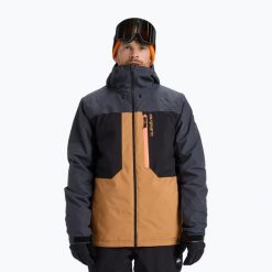 Kurtka snowboardowa męska Quiksilver Dawson. Czarne kurtki snowboardowe męskie Quiksilver, l, bez wzorów, z materiału, bez kaptura, snowboardowy. Za 775.00 zł.