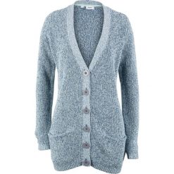 Sweter rozpinany z kieszeniami bonprix jasny indygo - pastelowy miętowy melanż. Kardigany damskie marki bonprix. Za 69.99 zł.
