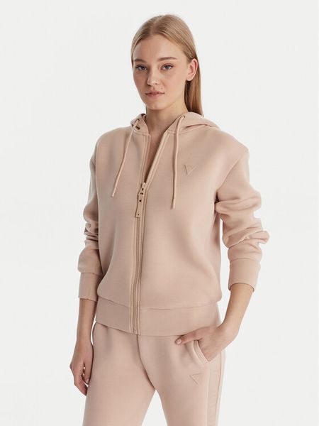 Guess Bluza V3RQ11 K7UW2 Beżowy Regular Fit. Brązowe bluzy damskie Guess, s, z aplikacjami, z wiskozy, bez kaptura. Za 277.99 zł.