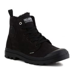 Buty Palladium Pampa Hi Zip Wl 05982-010-M czarne. Czarne trampki męskie bez wzorów, z materiału, klasyczne, bez zapięcia. Za 718.43 zł.