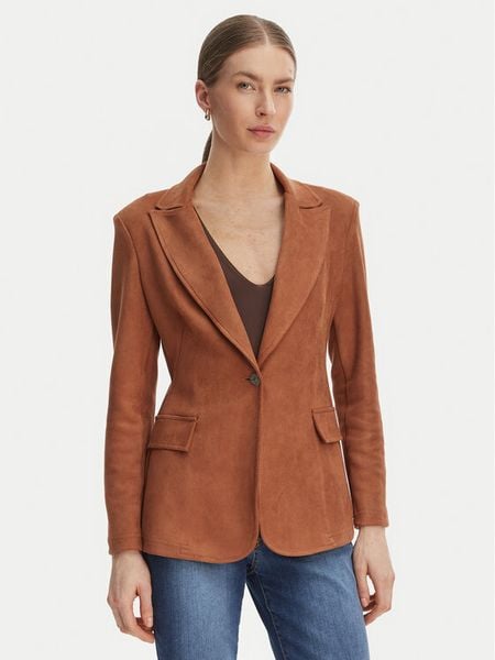 Rinascimento Marynarka CFC0127916003 Brązowy Regular Fit. Brązowe żakiety damskie Rinascimento, s, bez wzorów, ze skóry. Za 479.99 zł.