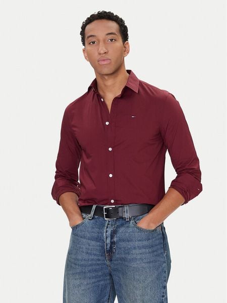 Tommy Jeans Koszula Original DM0DM04405 Czerwony Slim Fit. Czerwone koszule męskie Tommy Jeans, l, bez wzorów, z bawełny, bez kołnierzyka, bez ramiączek. Za 239.99 zł.