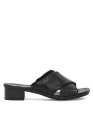 Rieker Klapki 62690-00 Czarny. Czarne klapki damskie Rieker, bez wzorów, ze skóry, bez obcasa. Za 279.99 zł.