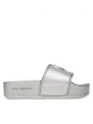 KARL LAGERFELD Klapki Kondo Maxi KL80819M Srebrny. Szare klapki damskie KARL LAGERFELD, bez wzorów, z tworzywa sztucznego, bez obcasa. Za 279.99 zł.