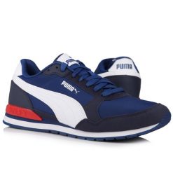 Buty męskie miejskie do chodzenia ST RUNNER V3 NL. Białe buty sportowe męskie Puma, ze skóry ekologicznej, bez zapięcia, do biegania. W wyprzedaży za 259.00 zł.