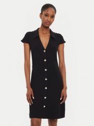 Morgan Sukienka dzianinowa 242-RMSIX Czarny Slim Fit. Czarne sukienki damskie Morgan, s, bez wzorów, z dzianiny, bez kołnierzyka, bez ramiączek. Za 209.99 zł.