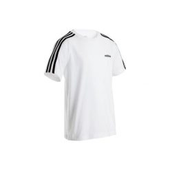 Koszulka chłopięca z 3 paskami adidas biała. Białe t-shirty dla chłopców Adidas, bez wzorów, z bawełny, bez ramiączek. Za 69.99 zł.