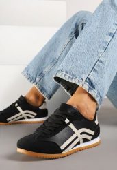Czarne Sneakersy w Stylu Kultowych Tenisówek z Ozdobnymi Przeszyciami Wendiva. Czarne obuwie sportowe damskie Born2be, bez wzorów, z jeansu, tenisowe. Za 79.99 zł.