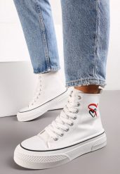 Białe Trampki za Kostkę na Platformie Zuiena. Białe obuwie sportowe damskie Renee, bez wzorów, eleganckie, za kostkę, bez zapięcia. Za 44.99 zł.