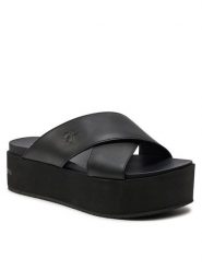 Calvin Klein Jeans Klapki Flatform Cross Mg Uc YW0YW01349 Czarny. Czarne klapki damskie Calvin Klein Jeans, bez wzorów, z jeansu, bez obcasa. Za 219.99 zł.