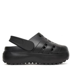 Sandały adidas. Czarne sandały damskie Adidas, bez wzorów, bez obcasa, na płaskiej podeszwie, bez zapięcia. Za 149.99 zł.