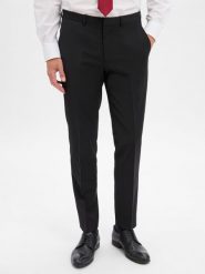 HUGO Spodnie - Hesten Mężczyźni Super Slim Fit czarny, 50. Czarne eleganckie spodnie męskie Hugo, m, bez wzorów, z wełny. Za 549.95 zł.