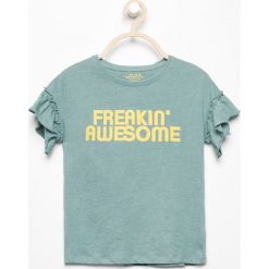 T-shirt z falbankami przy rękawach - Turkusowy. T-shirty damskie marki bonprix. Za 14.99 zł.