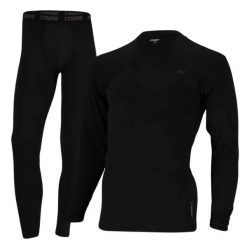 Zestaw Termoaktywny Męski - Koszulka + Legginsy - Czarny. Czarne koszulki sportowe męskie XTREME SOCKSWEAR, m, bez wzorów, z elastanu, bez kołnierzyka, bez ramiączek, do biegania. Za 221.30 zł.