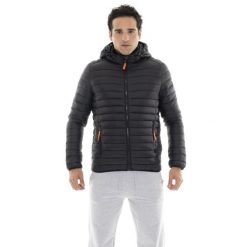 Kurtka puchowa z nylon z kaptur na co dzień. Czarne kurtki męskie LEONE 1947 APPAREL, bez wzorów, z nylonu, bez kaptura. W wyprzedaży za 294.70 zł.